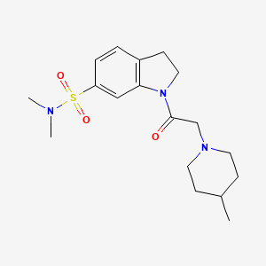 molecular formula C18H27N3O3S B6919883 N,N-dimethyl-1-[2-(4-methylpiperidin-1-yl)acetyl]-2,3-dihydroindole-6-sulfonamide 