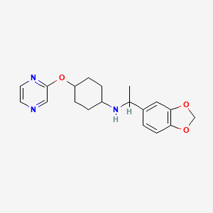 molecular formula C19H23N3O3 B6919980 N-[1-(1,3-benzodioxol-5-yl)ethyl]-4-pyrazin-2-yloxycyclohexan-1-amine 