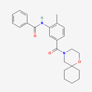 molecular formula C24H28N2O3 B6920008 N-[2-methyl-5-(1-oxa-4-azaspiro[5.5]undecane-4-carbonyl)phenyl]benzamide 