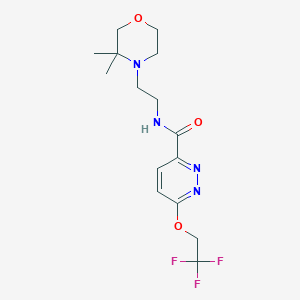 molecular formula C15H21F3N4O3 B6920040 N-[2-(3,3-dimethylmorpholin-4-yl)ethyl]-6-(2,2,2-trifluoroethoxy)pyridazine-3-carboxamide 