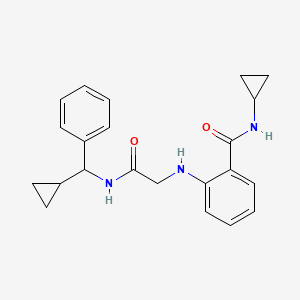 molecular formula C22H25N3O2 B6920297 N-cyclopropyl-2-[[2-[[cyclopropyl(phenyl)methyl]amino]-2-oxoethyl]amino]benzamide 