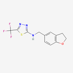 molecular formula C12H10F3N3OS B6920502 N-(2,3-dihydro-1-benzofuran-5-ylmethyl)-5-(trifluoromethyl)-1,3,4-thiadiazol-2-amine 
