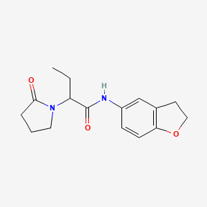 molecular formula C16H20N2O3 B6920506 N-(2,3-dihydro-1-benzofuran-5-yl)-2-(2-oxopyrrolidin-1-yl)butanamide 