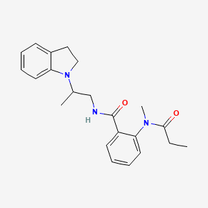molecular formula C22H27N3O2 B6920517 N-[2-(2,3-dihydroindol-1-yl)propyl]-2-[methyl(propanoyl)amino]benzamide 