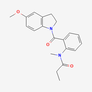 molecular formula C20H22N2O3 B6920629 N-[2-(5-methoxy-2,3-dihydroindole-1-carbonyl)phenyl]-N-methylpropanamide 