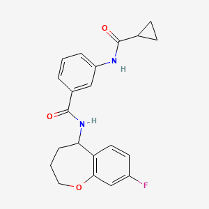 molecular formula C21H21FN2O3 B6920766 3-(cyclopropanecarbonylamino)-N-(8-fluoro-2,3,4,5-tetrahydro-1-benzoxepin-5-yl)benzamide 