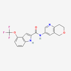 molecular formula C18H14F3N3O3 B6920818 N-(7,8-dihydro-5H-pyrano[4,3-b]pyridin-3-yl)-4-(trifluoromethoxy)-1H-indole-2-carboxamide 