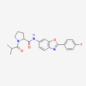 molecular formula C22H22FN3O3 B6920859 N-[2-(4-fluorophenyl)-1,3-benzoxazol-6-yl]-1-(2-methylpropanoyl)pyrrolidine-2-carboxamide 