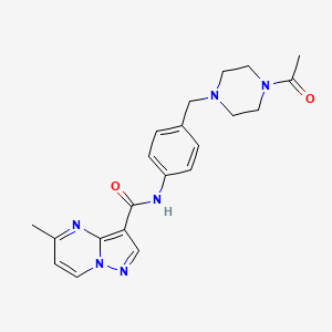 molecular formula C21H24N6O2 B6920912 N-[4-[(4-acetylpiperazin-1-yl)methyl]phenyl]-5-methylpyrazolo[1,5-a]pyrimidine-3-carboxamide 