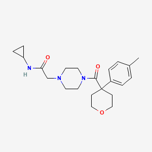 molecular formula C22H31N3O3 B6920955 N-cyclopropyl-2-[4-[4-(4-methylphenyl)oxane-4-carbonyl]piperazin-1-yl]acetamide 