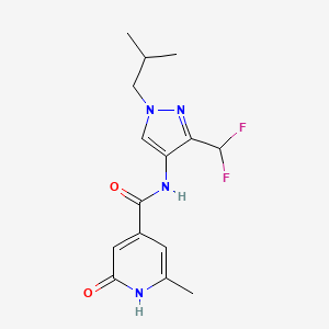 molecular formula C15H18F2N4O2 B6921072 N-[3-(difluoromethyl)-1-(2-methylpropyl)pyrazol-4-yl]-2-methyl-6-oxo-1H-pyridine-4-carboxamide 