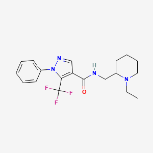 molecular formula C19H23F3N4O B6921100 N-[(1-ethylpiperidin-2-yl)methyl]-1-phenyl-5-(trifluoromethyl)pyrazole-4-carboxamide 