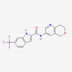 molecular formula C18H14F3N3O2 B6921126 N-(7,8-dihydro-5H-pyrano[4,3-b]pyridin-3-yl)-6-(trifluoromethyl)-1H-indole-2-carboxamide 