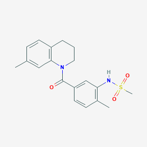 molecular formula C19H22N2O3S B6921142 N-[2-methyl-5-(7-methyl-3,4-dihydro-2H-quinoline-1-carbonyl)phenyl]methanesulfonamide 