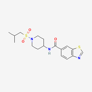 molecular formula C17H23N3O3S2 B6921156 N-[1-(2-methylpropylsulfonyl)piperidin-4-yl]-1,3-benzothiazole-6-carboxamide 