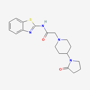 molecular formula C18H22N4O2S B6921188 N-(1,3-benzothiazol-2-yl)-2-[4-(2-oxopyrrolidin-1-yl)piperidin-1-yl]acetamide 