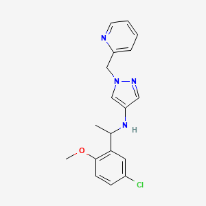 molecular formula C18H19ClN4O B6921200 N-[1-(5-chloro-2-methoxyphenyl)ethyl]-1-(pyridin-2-ylmethyl)pyrazol-4-amine 
