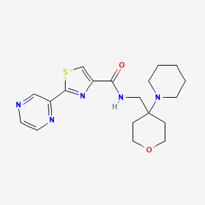 molecular formula C19H25N5O2S B6921201 N-[(4-piperidin-1-yloxan-4-yl)methyl]-2-pyrazin-2-yl-1,3-thiazole-4-carboxamide 