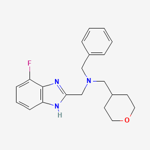 molecular formula C21H24FN3O B6921217 N-benzyl-N-[(4-fluoro-1H-benzimidazol-2-yl)methyl]-1-(oxan-4-yl)methanamine 