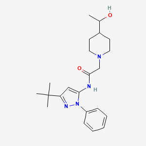 molecular formula C22H32N4O2 B6921260 N-(5-tert-butyl-2-phenylpyrazol-3-yl)-2-[4-(1-hydroxyethyl)piperidin-1-yl]acetamide 