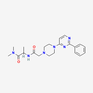 molecular formula C21H28N6O2 B6921266 N,N-dimethyl-2-[[2-[4-(2-phenylpyrimidin-4-yl)piperazin-1-yl]acetyl]amino]propanamide 