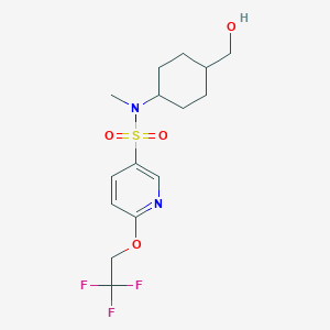 molecular formula C15H21F3N2O4S B6921388 N-[4-(hydroxymethyl)cyclohexyl]-N-methyl-6-(2,2,2-trifluoroethoxy)pyridine-3-sulfonamide 