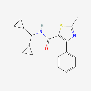 molecular formula C18H20N2OS B6921449 N-(dicyclopropylmethyl)-2-methyl-4-phenyl-1,3-thiazole-5-carboxamide 