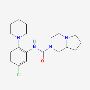 molecular formula C19H27ClN4O B6921475 N-(5-chloro-2-piperidin-1-ylphenyl)-3,4,6,7,8,8a-hexahydro-1H-pyrrolo[1,2-a]pyrazine-2-carboxamide 