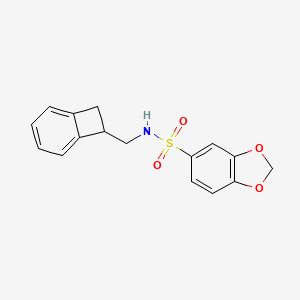 molecular formula C16H15NO4S B6921517 N-(7-bicyclo[4.2.0]octa-1,3,5-trienylmethyl)-1,3-benzodioxole-5-sulfonamide 