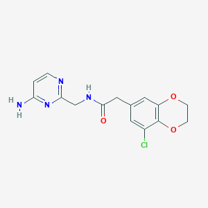 molecular formula C15H15ClN4O3 B6921525 N-[(4-aminopyrimidin-2-yl)methyl]-2-(5-chloro-2,3-dihydro-1,4-benzodioxin-7-yl)acetamide 