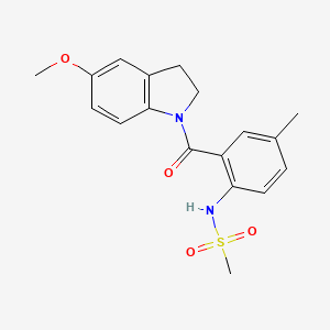 molecular formula C18H20N2O4S B6921549 N-[2-(5-methoxy-2,3-dihydroindole-1-carbonyl)-4-methylphenyl]methanesulfonamide 