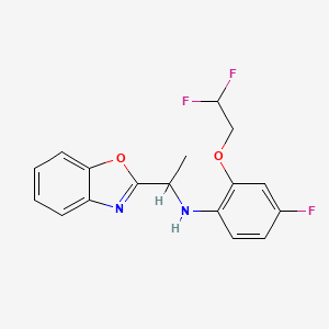 molecular formula C17H15F3N2O2 B6921565 N-[1-(1,3-benzoxazol-2-yl)ethyl]-2-(2,2-difluoroethoxy)-4-fluoroaniline 
