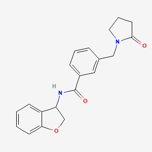molecular formula C20H20N2O3 B6921572 N-(2,3-dihydro-1-benzofuran-3-yl)-3-[(2-oxopyrrolidin-1-yl)methyl]benzamide 