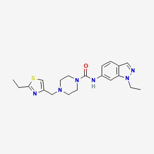 molecular formula C20H26N6OS B6921598 N-(1-ethylindazol-6-yl)-4-[(2-ethyl-1,3-thiazol-4-yl)methyl]piperazine-1-carboxamide 