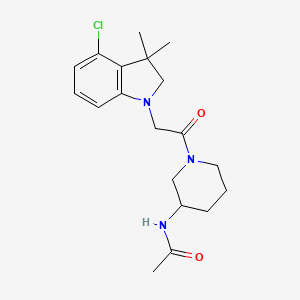 molecular formula C19H26ClN3O2 B6921702 N-[1-[2-(4-chloro-3,3-dimethyl-2H-indol-1-yl)acetyl]piperidin-3-yl]acetamide 