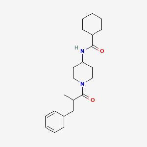molecular formula C22H32N2O2 B6921719 N-[1-(2-methyl-3-phenylpropanoyl)piperidin-4-yl]cyclohexanecarboxamide 