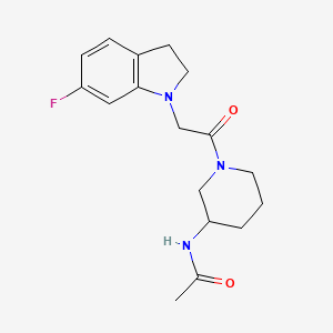 molecular formula C17H22FN3O2 B6921722 N-[1-[2-(6-fluoro-2,3-dihydroindol-1-yl)acetyl]piperidin-3-yl]acetamide 