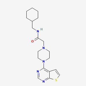 molecular formula C19H27N5OS B6921886 N-(cyclohexylmethyl)-2-(4-thieno[2,3-d]pyrimidin-4-ylpiperazin-1-yl)acetamide 