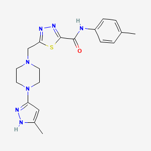 molecular formula C19H23N7OS B6922071 N-(4-methylphenyl)-5-[[4-(5-methyl-1H-pyrazol-3-yl)piperazin-1-yl]methyl]-1,3,4-thiadiazole-2-carboxamide 