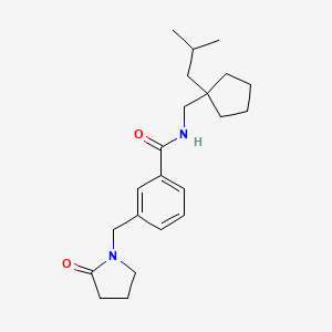 molecular formula C22H32N2O2 B6922077 N-[[1-(2-methylpropyl)cyclopentyl]methyl]-3-[(2-oxopyrrolidin-1-yl)methyl]benzamide 