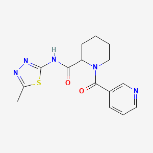 molecular formula C15H17N5O2S B6922189 N-(5-methyl-1,3,4-thiadiazol-2-yl)-1-(pyridine-3-carbonyl)piperidine-2-carboxamide 