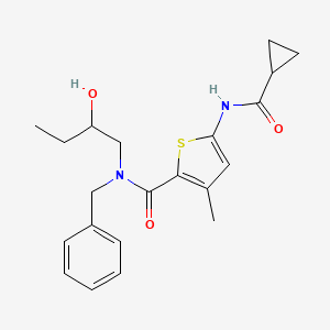 molecular formula C21H26N2O3S B6922203 N-benzyl-5-(cyclopropanecarbonylamino)-N-(2-hydroxybutyl)-3-methylthiophene-2-carboxamide 