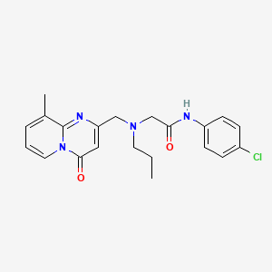 molecular formula C21H23ClN4O2 B6922303 N-(4-chlorophenyl)-2-[(9-methyl-4-oxopyrido[1,2-a]pyrimidin-2-yl)methyl-propylamino]acetamide 