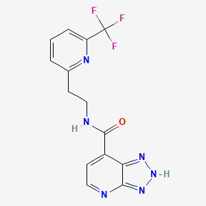 molecular formula C14H11F3N6O B6922354 N-[2-[6-(trifluoromethyl)pyridin-2-yl]ethyl]-2H-triazolo[4,5-b]pyridine-7-carboxamide 