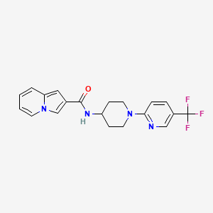 molecular formula C20H19F3N4O B6922464 N-[1-[5-(trifluoromethyl)pyridin-2-yl]piperidin-4-yl]indolizine-2-carboxamide 