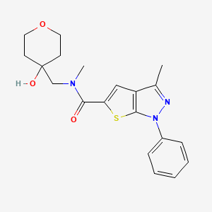 molecular formula C20H23N3O3S B6922495 N-[(4-hydroxyoxan-4-yl)methyl]-N,3-dimethyl-1-phenylthieno[2,3-c]pyrazole-5-carboxamide 