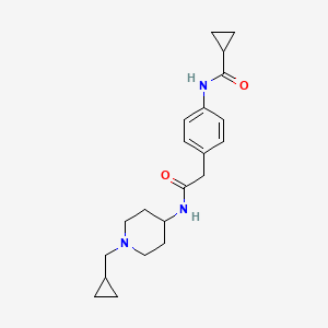 molecular formula C21H29N3O2 B6922513 N-[4-[2-[[1-(cyclopropylmethyl)piperidin-4-yl]amino]-2-oxoethyl]phenyl]cyclopropanecarboxamide 