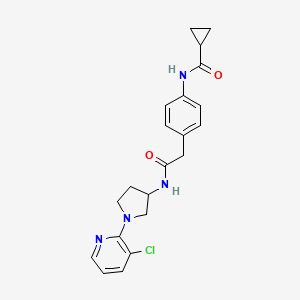 molecular formula C21H23ClN4O2 B6922530 N-[4-[2-[[1-(3-chloropyridin-2-yl)pyrrolidin-3-yl]amino]-2-oxoethyl]phenyl]cyclopropanecarboxamide 