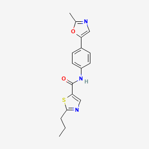molecular formula C17H17N3O2S B6922542 N-[4-(2-methyl-1,3-oxazol-5-yl)phenyl]-2-propyl-1,3-thiazole-5-carboxamide 