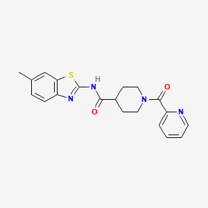 molecular formula C20H20N4O2S B6922612 N-(6-methyl-1,3-benzothiazol-2-yl)-1-(pyridine-2-carbonyl)piperidine-4-carboxamide 
